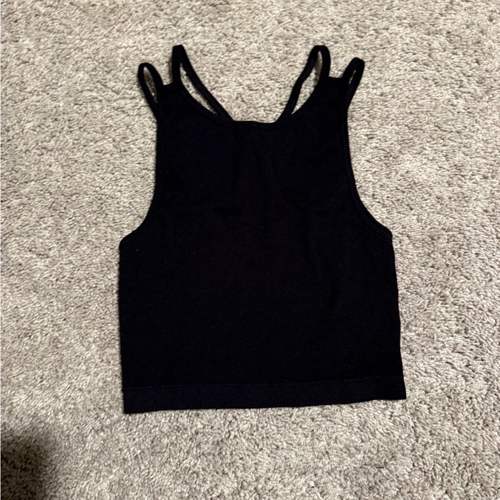 Black Sleeveless Crop Top